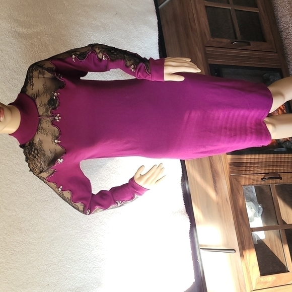 𝅺VENUS Lace Detail Sweater Dress Venus Lace Detail Sweater Dress Venus Lace - Picture 7 of 16